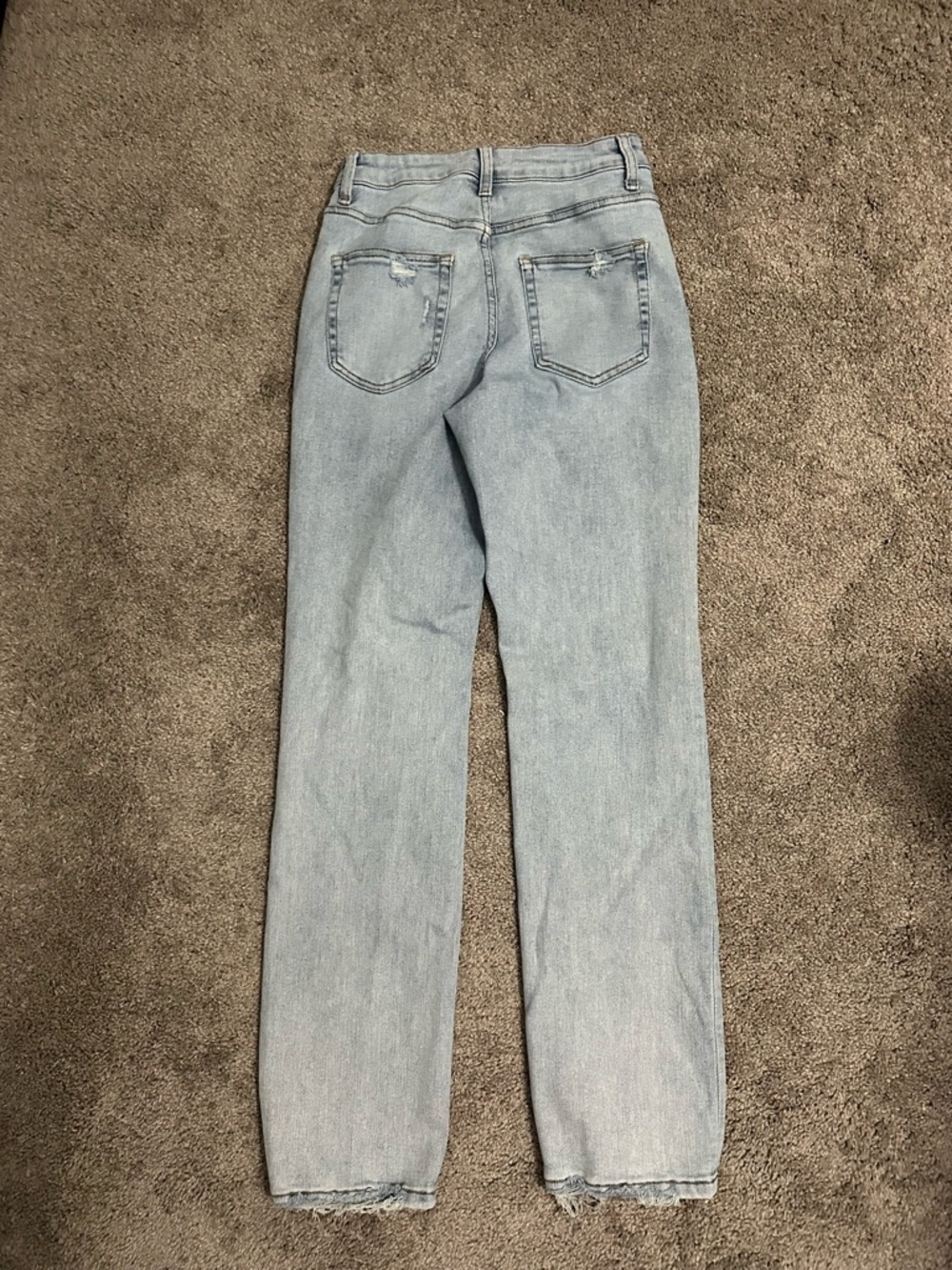 Lovervet Light Wash Straight Leg Jeans Frayed Hem Casual Chic Sz 27 - Picture 3 of 9